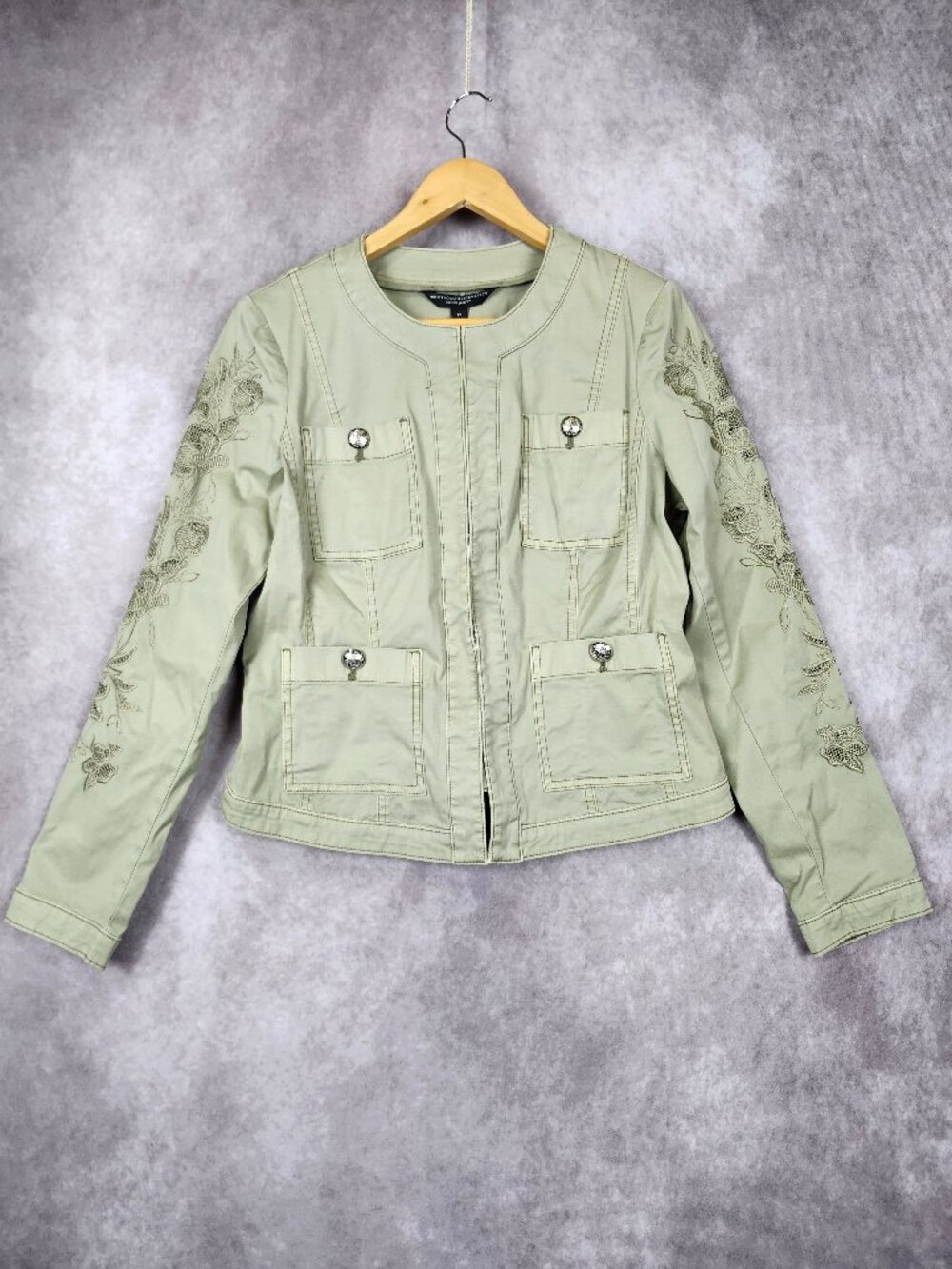 NEW White House Black Market Green Cutwork Stylist Jacket Size 12